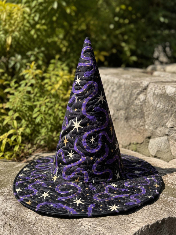 Purple Snake Moon Celestial Quilted Witch Hat 3 Purple Snake Moon Celestial Quilted Witch Hat - Image 3