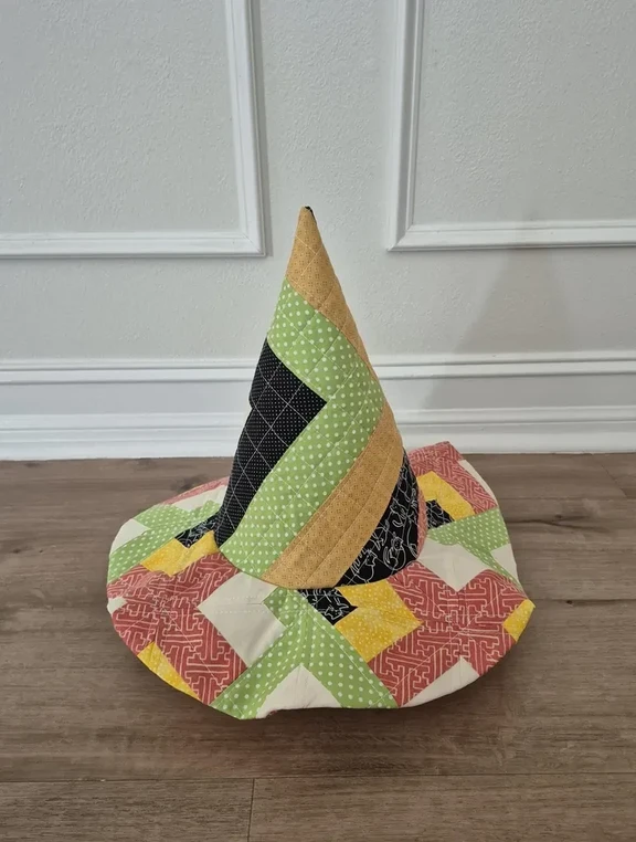 Autumn Geometric Patchwork Quilted Witch Hat 1 Autumn Geometric Patchwork Quilted Witch Hat