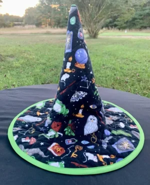 Colorful Spooky Icons Halloween Quilted Witch Hat