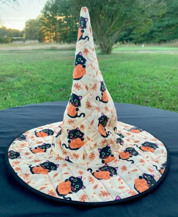 Cute Ghost Pumpkin Halloween Quilted Witch Hat 1 Cute Ghost Pumpkin Halloween Quilted Witch Hat