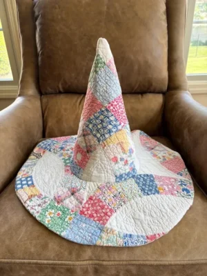 Pastel Floral Patchwork Quilted Witch Hat