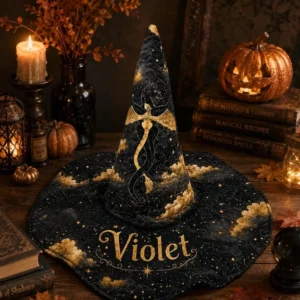 Personalized Golden Dragon Celestial Quilted Witch Hat