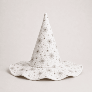 Silver Spiderweb Celestial White Quilted Witch Hat