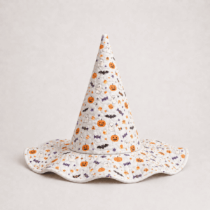 Orange Pumpkin Ghost Halloween Quilted Witch Hat