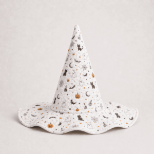 White Ghost Moon Pumpkin Halloween Quilted Witch Hat