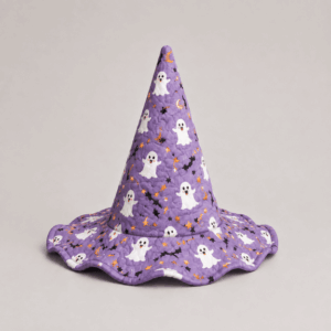 Purple Cute Ghost Halloween Quilted Witch Hat