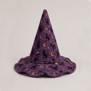 Purple Black Cat Moon Halloween Quilted Witch Hat
