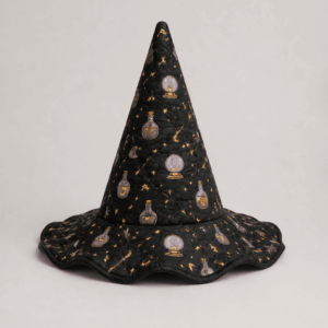 Black Potion Bottle Witchy Quilted Witch Hat