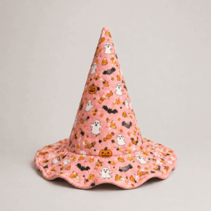 Pink Cute Ghost Pumpkin Halloween Quilted Witch Hat