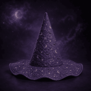 Purple Celestial Moon Star Quilted Witch Hat