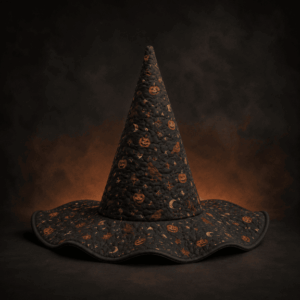 Dark Pumpkin Moon Halloween Quilted Witch Hat