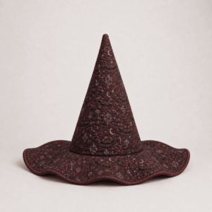 Burgundy Gothic Floral Paisley Quilted Witch Hat