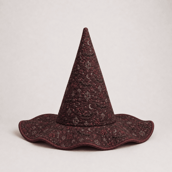 Burgundy Gothic Floral Paisley Quilted Witch Hat 1 Burgundy Gothic Floral Paisley Quilted Witch Hat