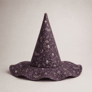 Purple Floral Moon Celestial Quilted Witch Hat