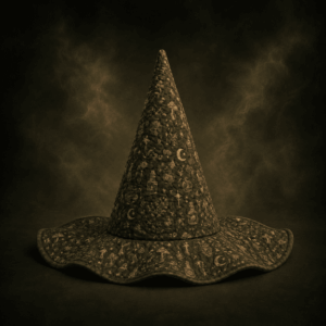 Dark Green Botanical Celestial Quilted Witch Hat