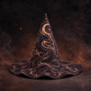 Dragon Crescent Moon Fantasy Quilted Witch Hat