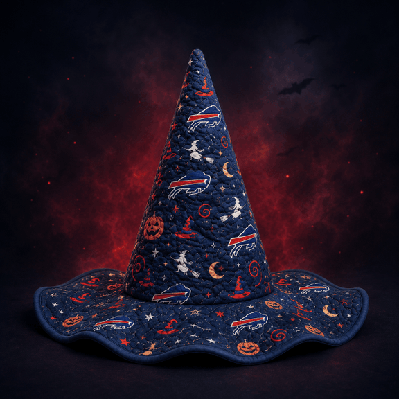 Buffalo Bills Halloween Moon Pumpkin Quilted Witch Hat 1 Buffalo Bills Halloween Moon Pumpkin Quilted Witch Hat
