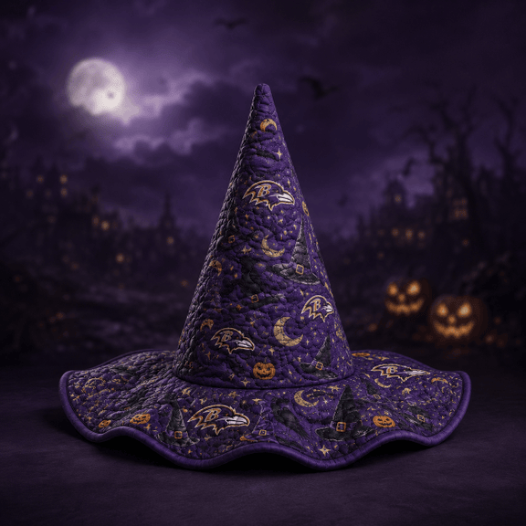 Baltimore Ravens Halloween Purple Quilted Witch Hat 1 Baltimore Ravens Halloween Purple Quilted Witch Hat