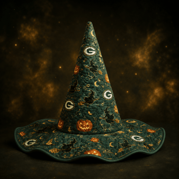 Green Bay Packers Halloween Quilted Witch Hat 1 Green Bay Packers Halloween Quilted Witch Hat