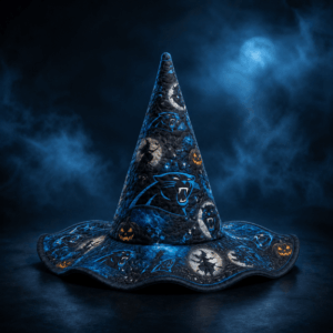 Carolina Panthers Halloween Moon Pumpkin Quilted Witch Hat