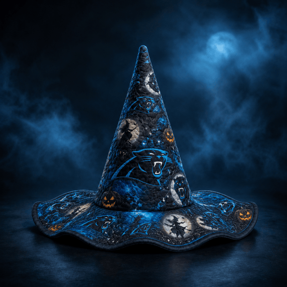Carolina Panthers Halloween Moon Pumpkin Quilted Witch Hat 1 Carolina Panthers Halloween Moon Pumpkin Quilted Witch Hat