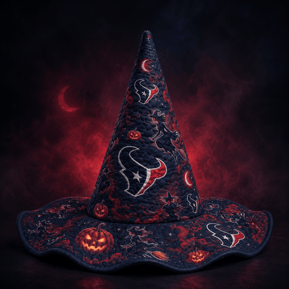 Houston Texans Halloween Moon Pumpkin Quilted Witch Hat 1 Houston Texans Halloween Moon Pumpkin Quilted Witch Hat