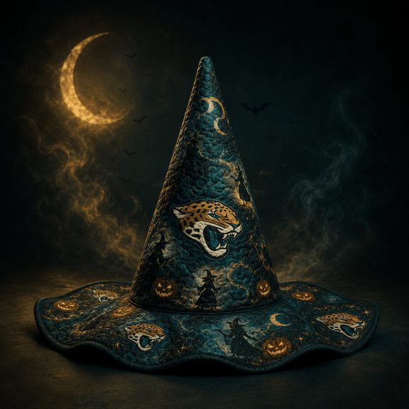 Jacksonville Jaguars Halloween Moon Pumpkin Quilted Witch Hat 1 Jacksonville Jaguars Halloween Moon Pumpkin Quilted Witch Hat