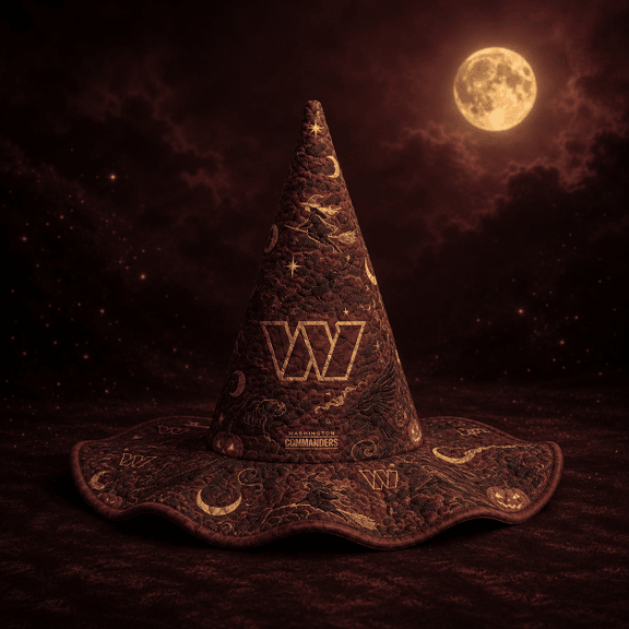 Washington Commanders Halloween Moon Pumpkin Quilted Witch Hat 1 Washington Commanders Halloween Moon Pumpkin Quilted Witch Hat