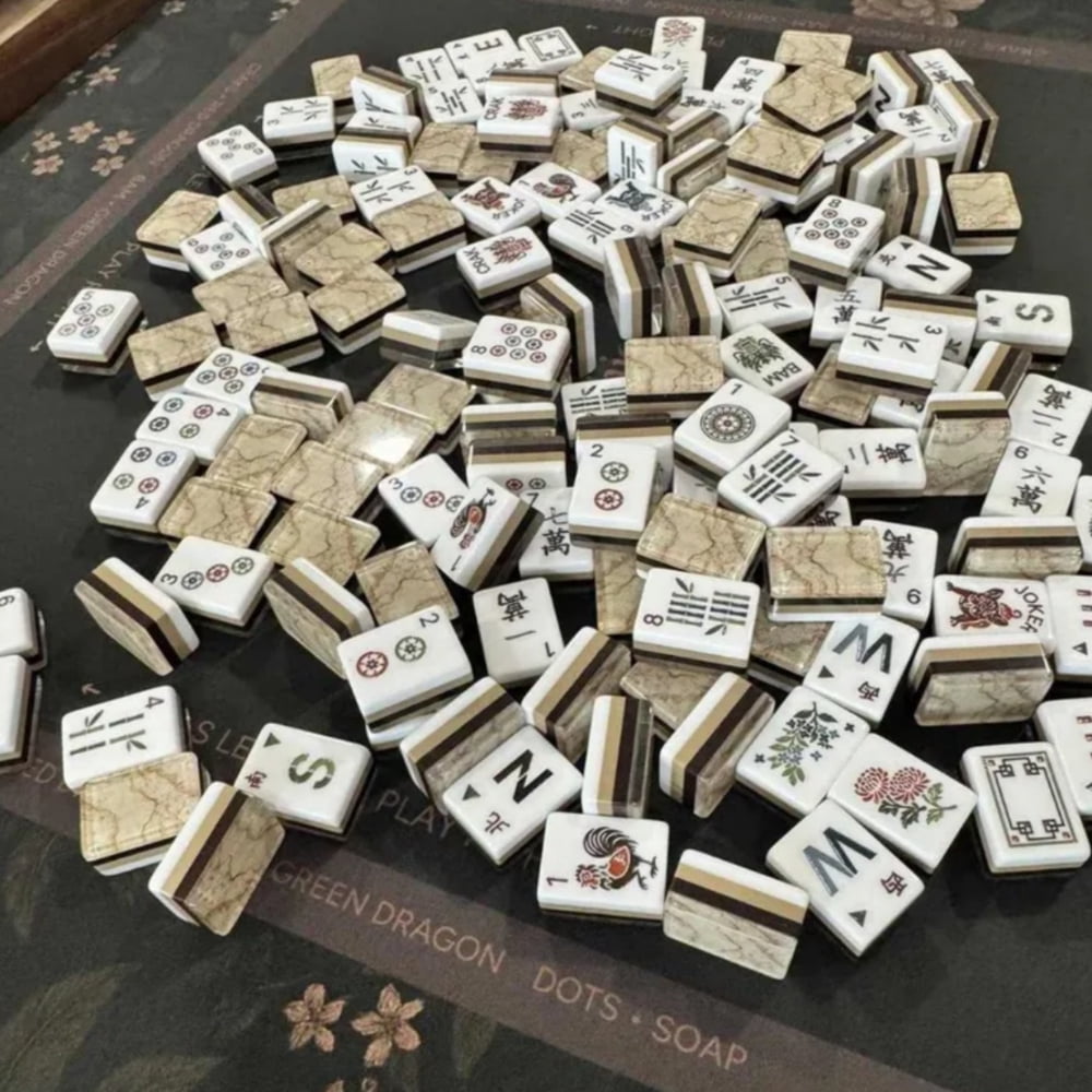 Grey Marble American Mahjong Set - 160 Acrylic Tiles, Mat, Storage Bag & Accessories 8 Grey Marble American Mahjong Set - 160 Acrylic Tiles, Mat, Storage Bag & Accessories - Image 8