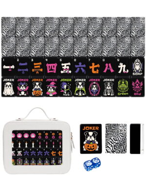 Bat & Zigzag American Mahjong Set - 160 Acrylic Tiles, Mat, Storage Bag & Accessories