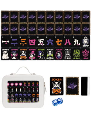 Purple Bat & Starry Night American Mahjong Set - 160 Acrylic Tiles, Mat, Storage Bag & Accessories