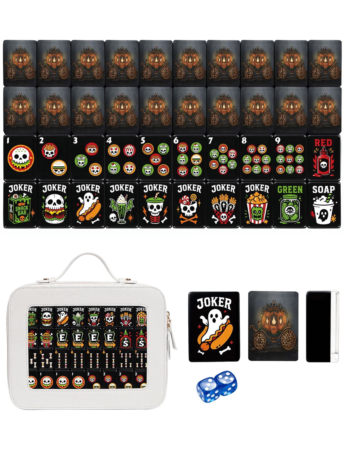 Pumpkin Carriage American Mahjong Set - 160 Acrylic Tiles, Mat, Storage Bag & Accessories 1 Pumpkin Carriage American Mahjong Set - 160 Acrylic Tiles, Mat, Storage Bag & Accessories