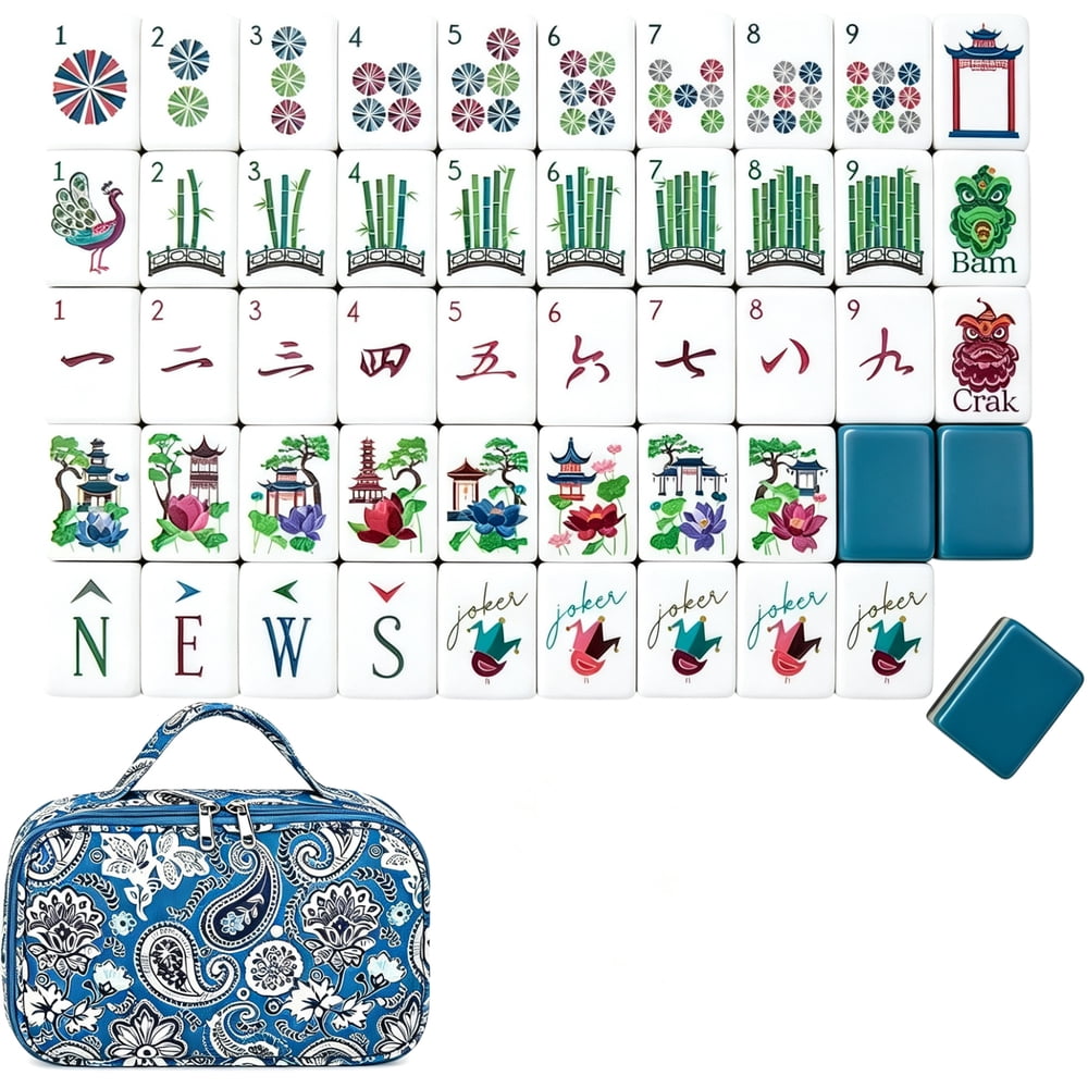 Paisley Travel American Mahjong Set - 160 Acrylic Tiles, Mat, Storage Bag & Accessories 1 Paisley Travel American Mahjong Set - 160 Acrylic Tiles, Mat, Storage Bag & Accessories