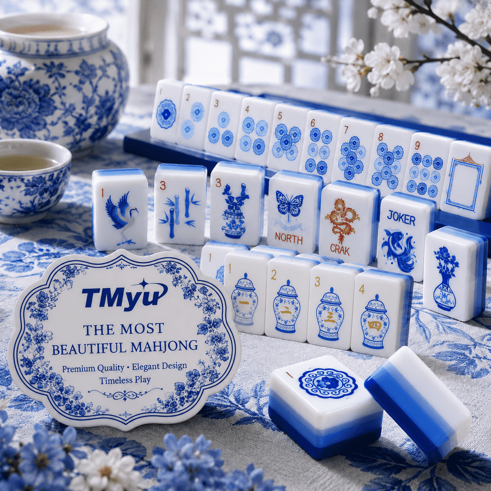 Blue American Mahjong Set - 160 Acrylic Tiles, Mat, Storage Bag & Accessories 4 Blue American Mahjong Set - 160 Acrylic Tiles, Mat, Storage Bag & Accessories - Image 4