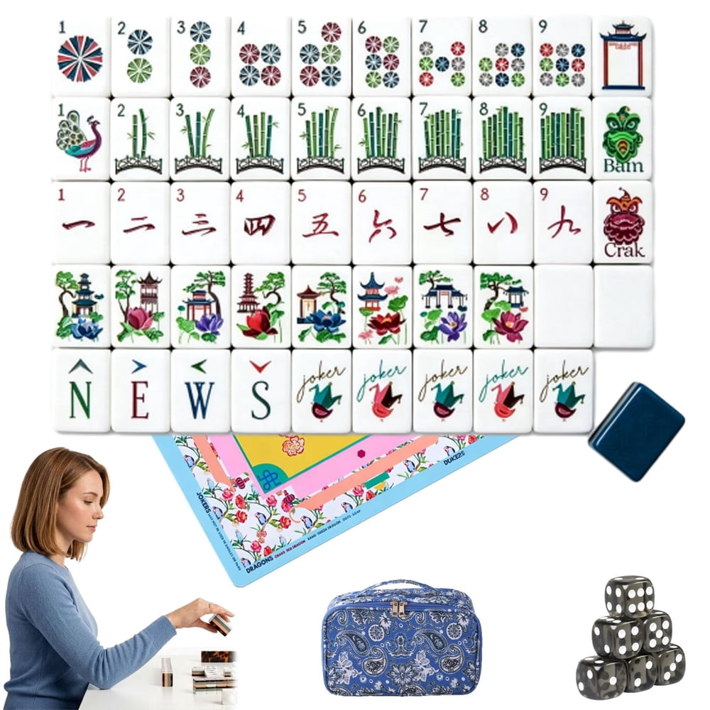 Colorful Family & Travel American Mahjong Set - 160 Acrylic Tiles, Mat, Storage Bag & Accessories 1 Colorful Family & Travel American Mahjong Set - 160 Acrylic Tiles, Mat, Storage Bag & Accessories