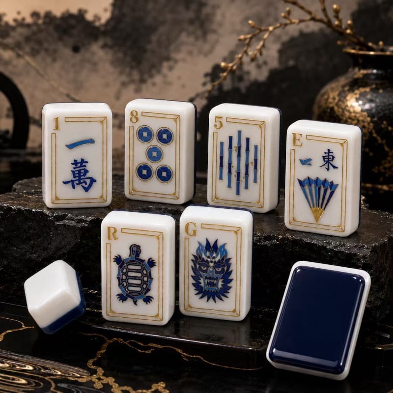 Navy & Gold American Mahjong Set - 160 Acrylic Tiles, Mat, Storage Bag & Accessories 2 Navy & Gold American Mahjong Set - 160 Acrylic Tiles, Mat, Storage Bag & Accessories - Image 2