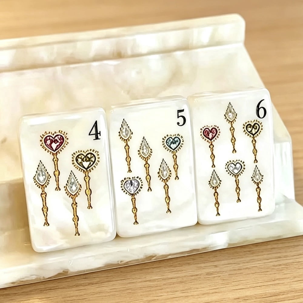 Pearlescent Lion & Clover American Mahjong Set - 160 Acrylic Tiles, Mat, Storage Bag & Accessories 3 Pearlescent Lion & Clover American Mahjong Set - 160 Acrylic Tiles, Mat, Storage Bag & Accessories - Image 3