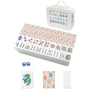 Pastel Pink & Teal American Mahjong Set - 160 Acrylic Tiles, Mat, Storage Bag & Accessories