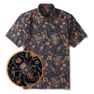Unisex Gothic Halloween 2026 Vintage Spooky Skull Hawaiian Shirt for Halloween Fans