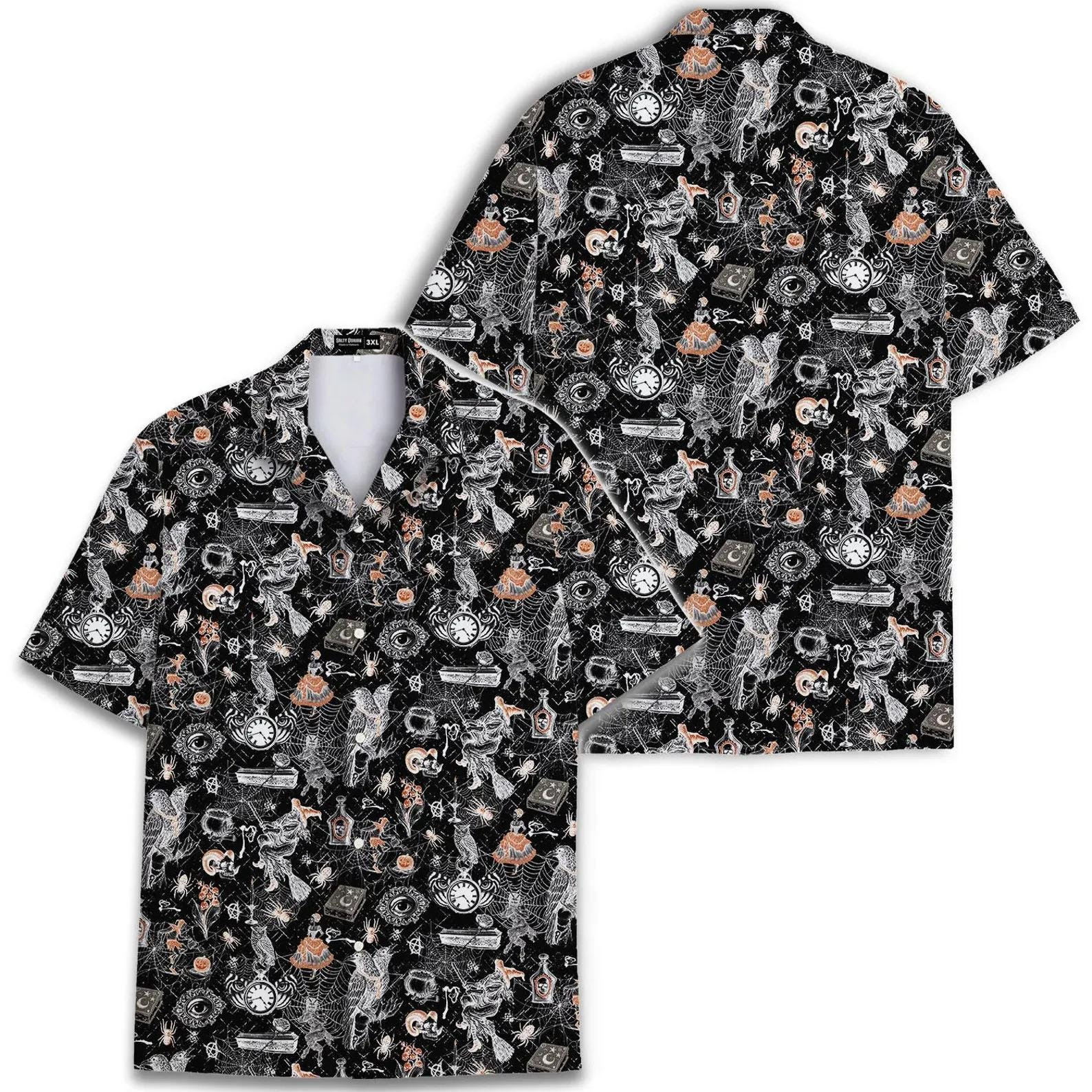 Unisex Vintage Halloween Witch Skull Spooky Party Hawaiian Shirt for Halloween Fans 1 Unisex Vintage Halloween Witch Skull Spooky Party Hawaiian Shirt for Halloween Fans