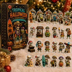 24-Day Beach Vacation Skeleton Halloween 2026 Countdown Advent Calendar