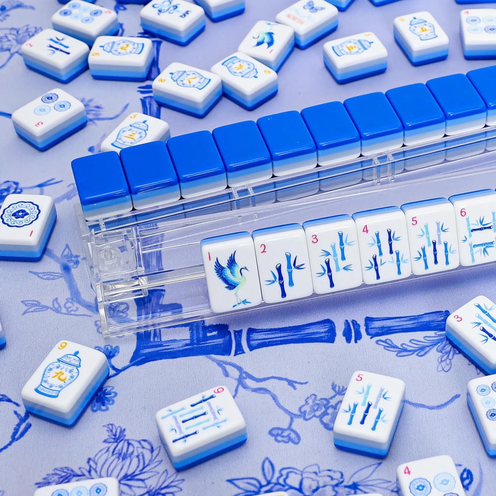 Blue American Mahjong Set - 160 Acrylic Tiles, Mat, Storage Bag & Accessories 3 Blue American Mahjong Set - 160 Acrylic Tiles, Mat, Storage Bag & Accessories - Image 3