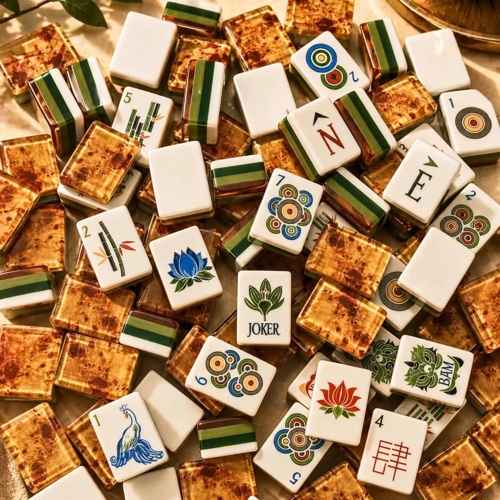 Tree Grain American Mahjong Set - 160 Acrylic Tiles, Mat, Storage Bag & Accessories 8 Tree Grain American Mahjong Set - 160 Acrylic Tiles, Mat, Storage Bag & Accessories - Image 8