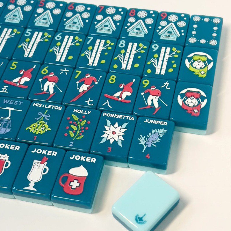 Blue Winter Ski American Mahjong Set - 160 Acrylic Tiles, Mat, Storage Bag & Accessories 2 Blue Winter Ski American Mahjong Set - 160 Acrylic Tiles, Mat, Storage Bag & Accessories - Image 2
