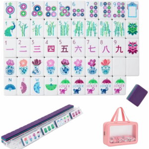 Purple American Mahjong Set - 160 Acrylic Tiles, Mat, Storage Bag & Accessories