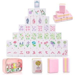 Clear Travel Game American Mahjong Set - 160 Acrylic Tiles, Mat, Storage Bag & Accessories