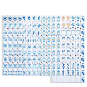 Blue American Mahjong Set - 160 Acrylic Tiles, Mat, Storage Bag & Accessories