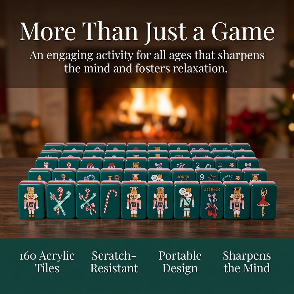 Retro Pattern American Mahjong Set - 160 Acrylic Tiles, Mat, Storage Bag & Accessories 2 Retro Pattern American Mahjong Set - 160 Acrylic Tiles, Mat, Storage Bag & Accessories - Image 2