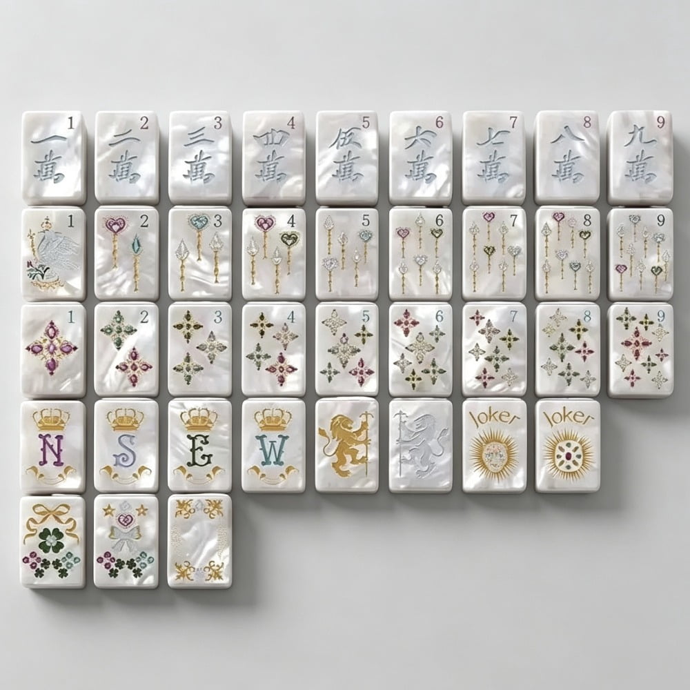 Pearlescent Lion & Clover American Mahjong Set - 160 Acrylic Tiles, Mat, Storage Bag & Accessories 2 Pearlescent Lion & Clover American Mahjong Set - 160 Acrylic Tiles, Mat, Storage Bag & Accessories - Image 2
