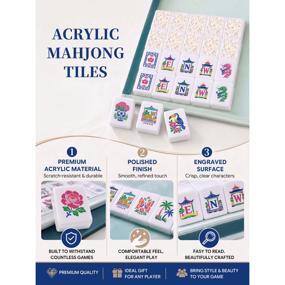 Pastel Moroccan American Mahjong Set - 160 Acrylic Tiles, Mat, Storage Bag & Accessories 3 Pastel Moroccan American Mahjong Set - 160 Acrylic Tiles, Mat, Storage Bag & Accessories - Image 3